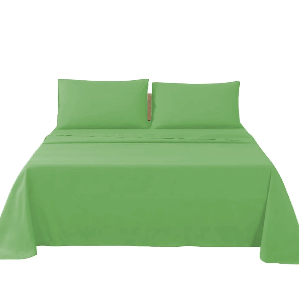 2000TC Flat Fitted Sheet and Pillowcase Set for S KS D Queen King - Avocado