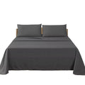 2000TC Flat Fitted Sheet and Pillowcase Set for S KS D Queen King - Dark Grey