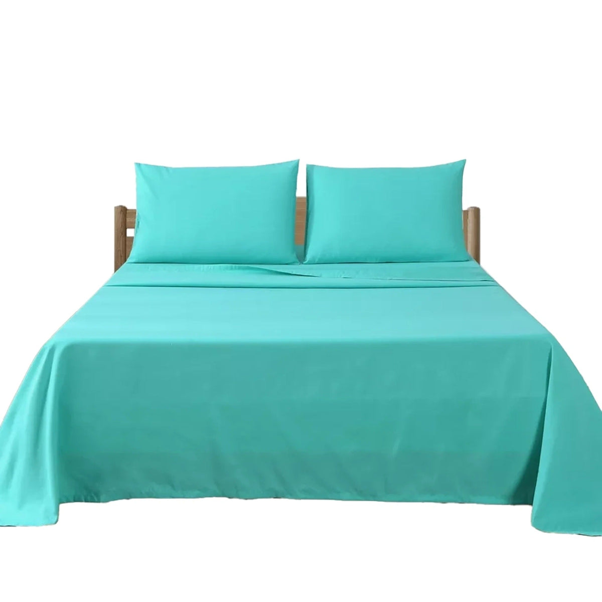 2000TC Flat Fitted Sheet and Pillowcase Set for S KS D Queen King - Teal