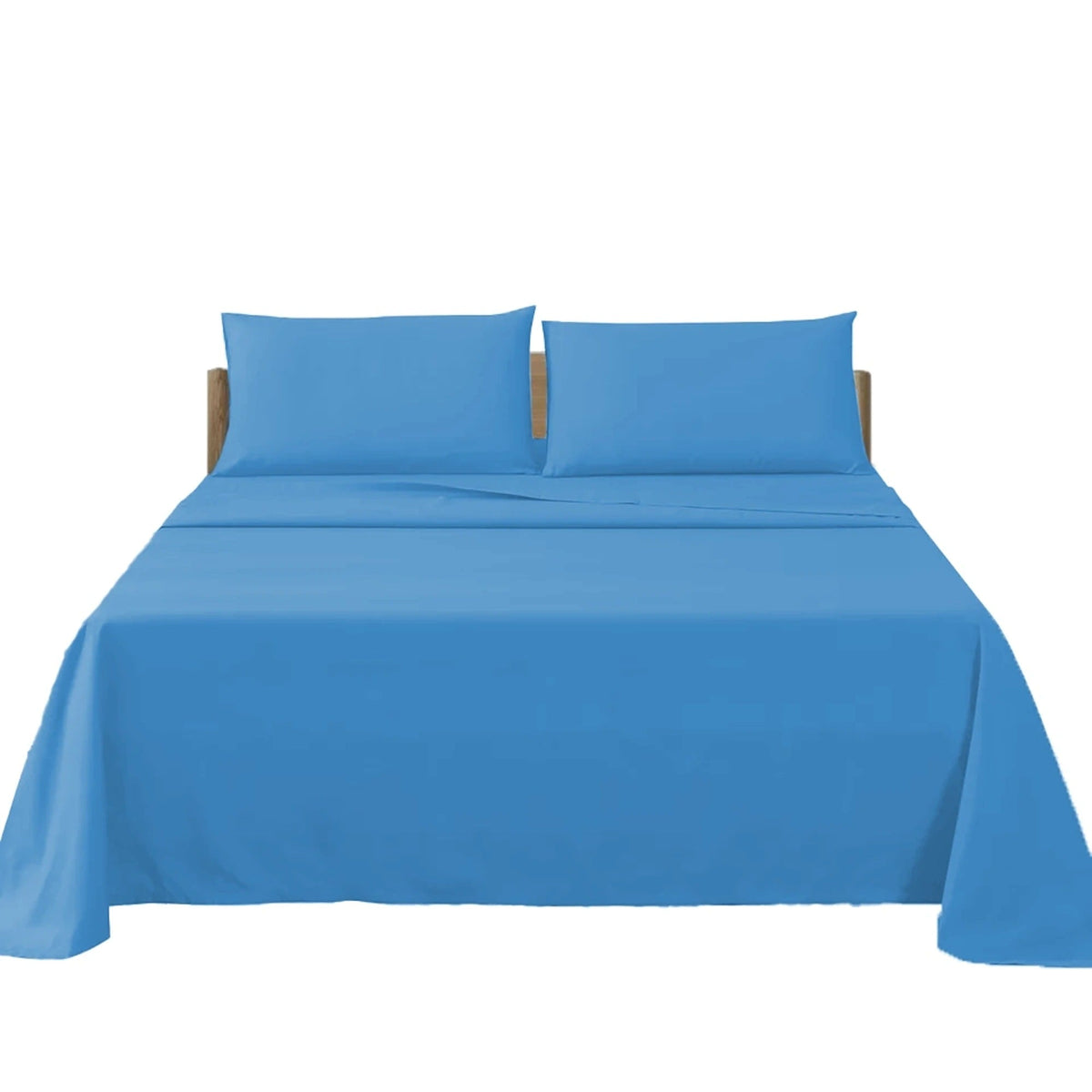2000TC Flat Fitted Sheet and Pillowcase Set for S KS D Queen King - Ocean