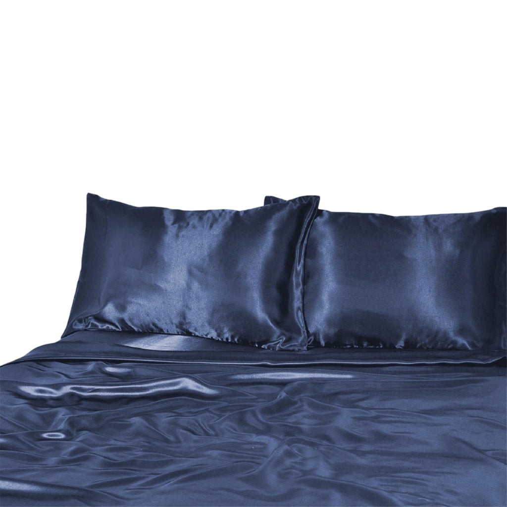 1000TC Silk Satin Sheet Set Fitted Flat Pillowcase KS SIngle Double Queen King - Ocean