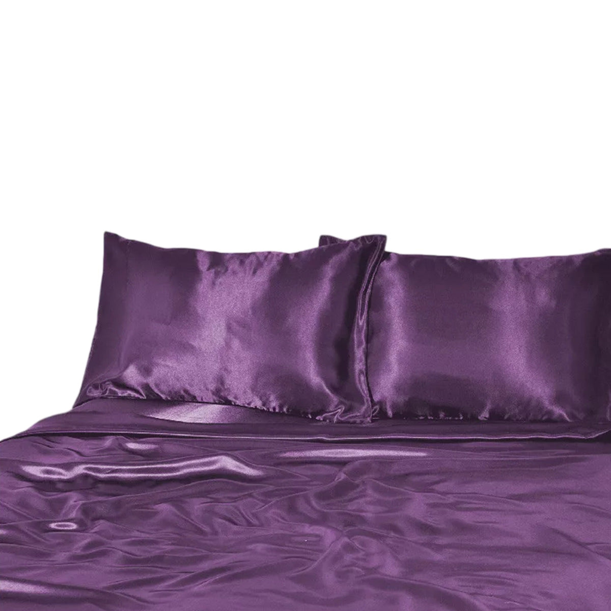 1000TC Silk Satin Sheet Set Fitted Flat Pillowcase KS SIngle Double Queen King - Purple