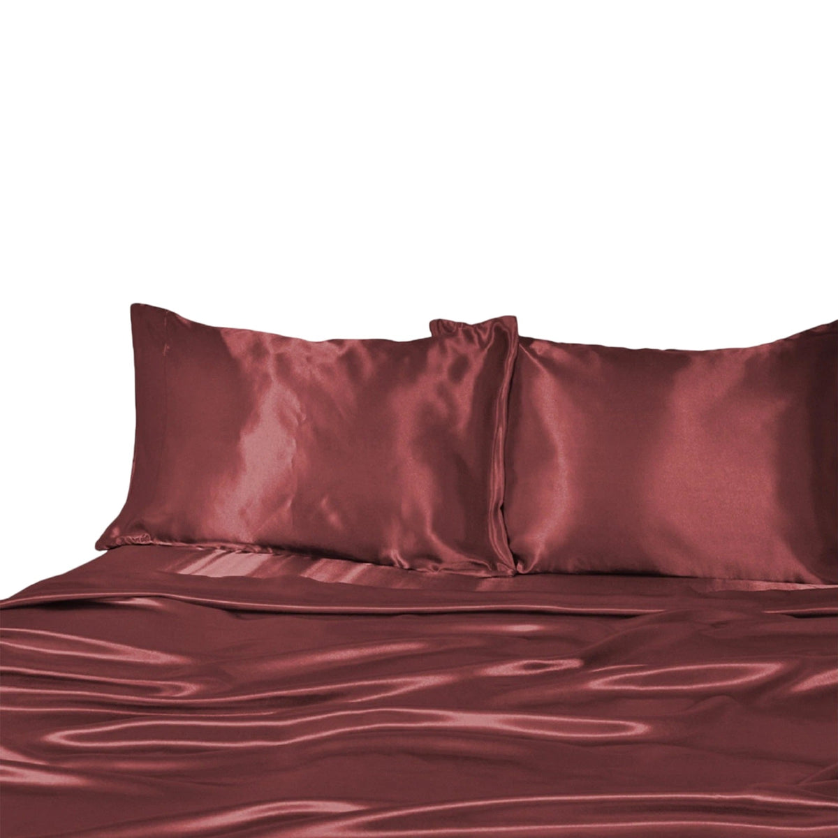 1000TC Silk Satin Sheet Set Fitted Flat Pillowcase KS SIngle Double Queen King - Burgundy