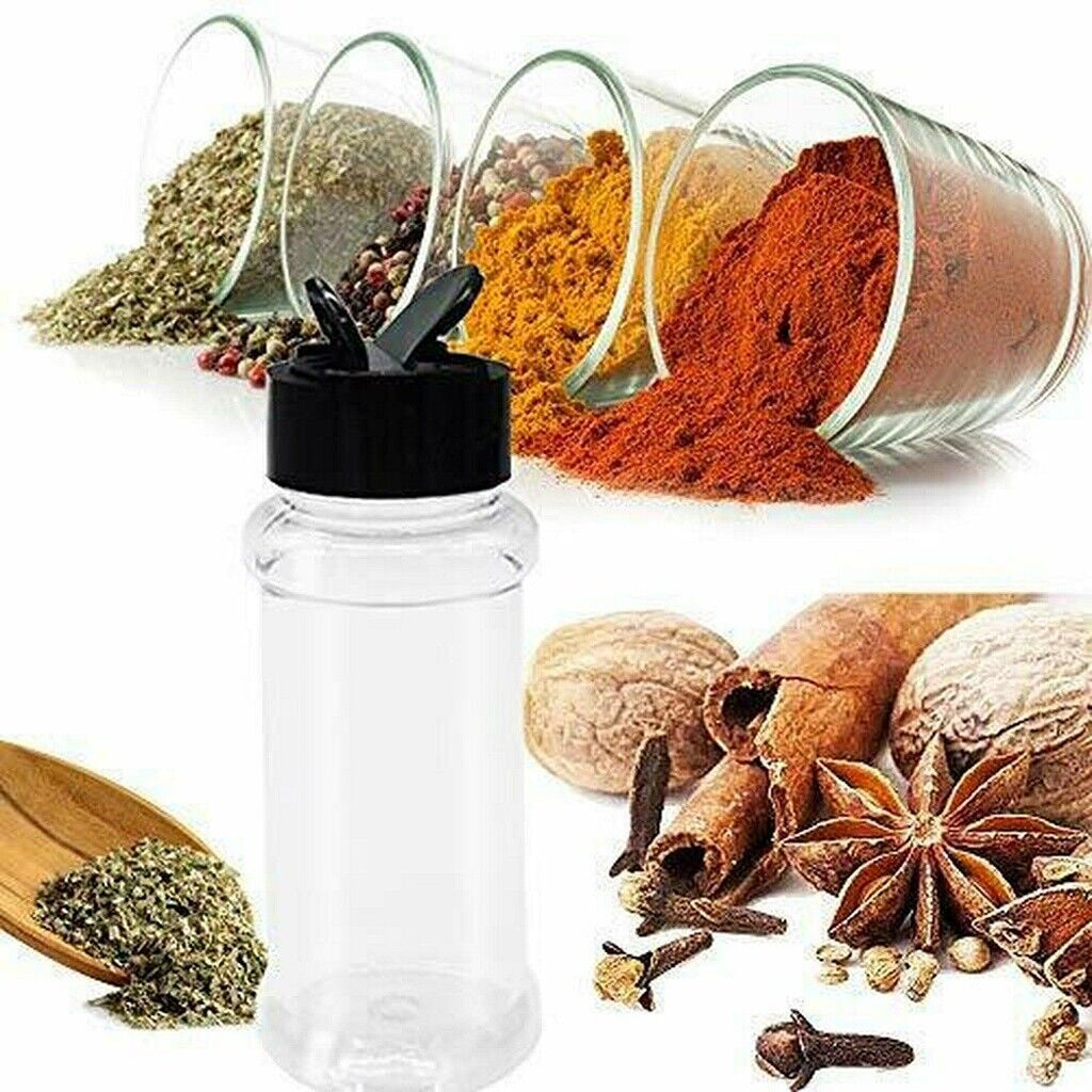 100ML Clear Plastic Spice Bottles Jars Containers