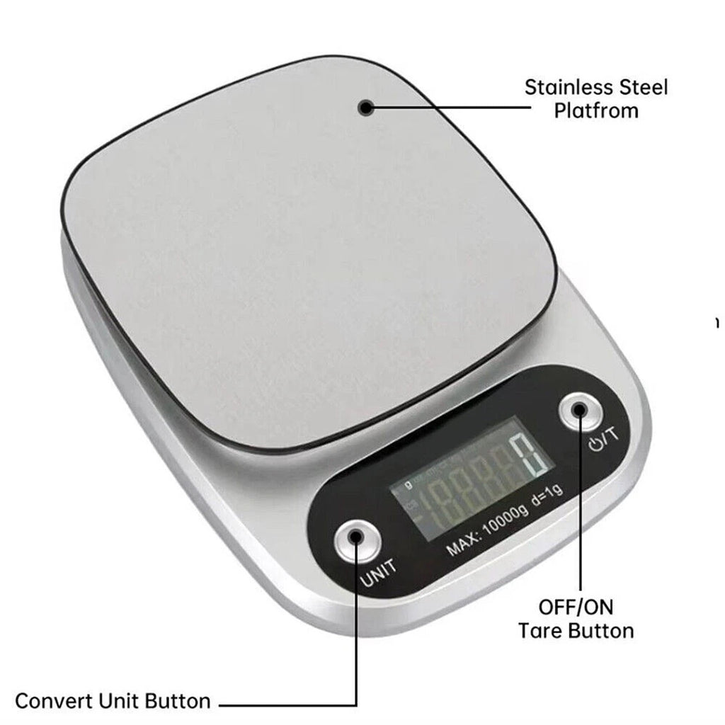 10kg Digital Kitchen Scale with LCD Display for Cooking