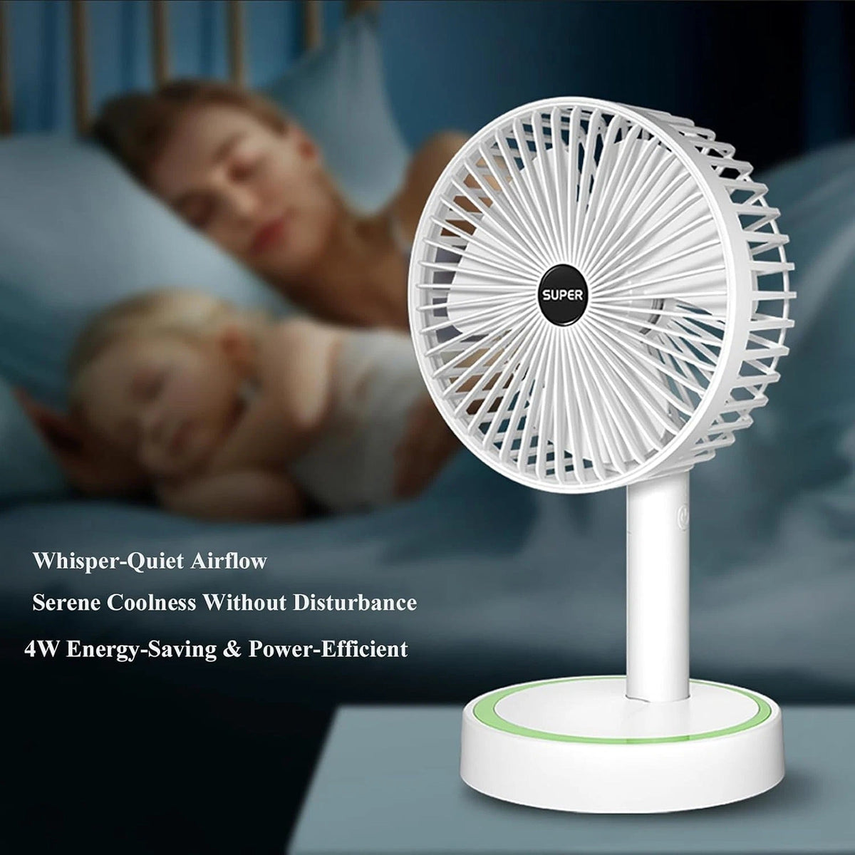 2 in 1 Handheld and Desk Fan USB Rechargeable Foldable Quiet Cooling Fan