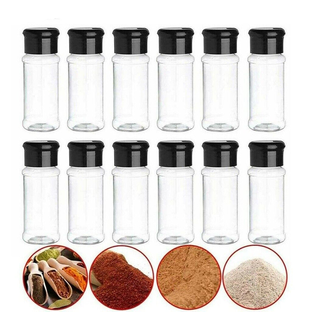 100ML Clear Plastic Spice Bottles Jars Containers