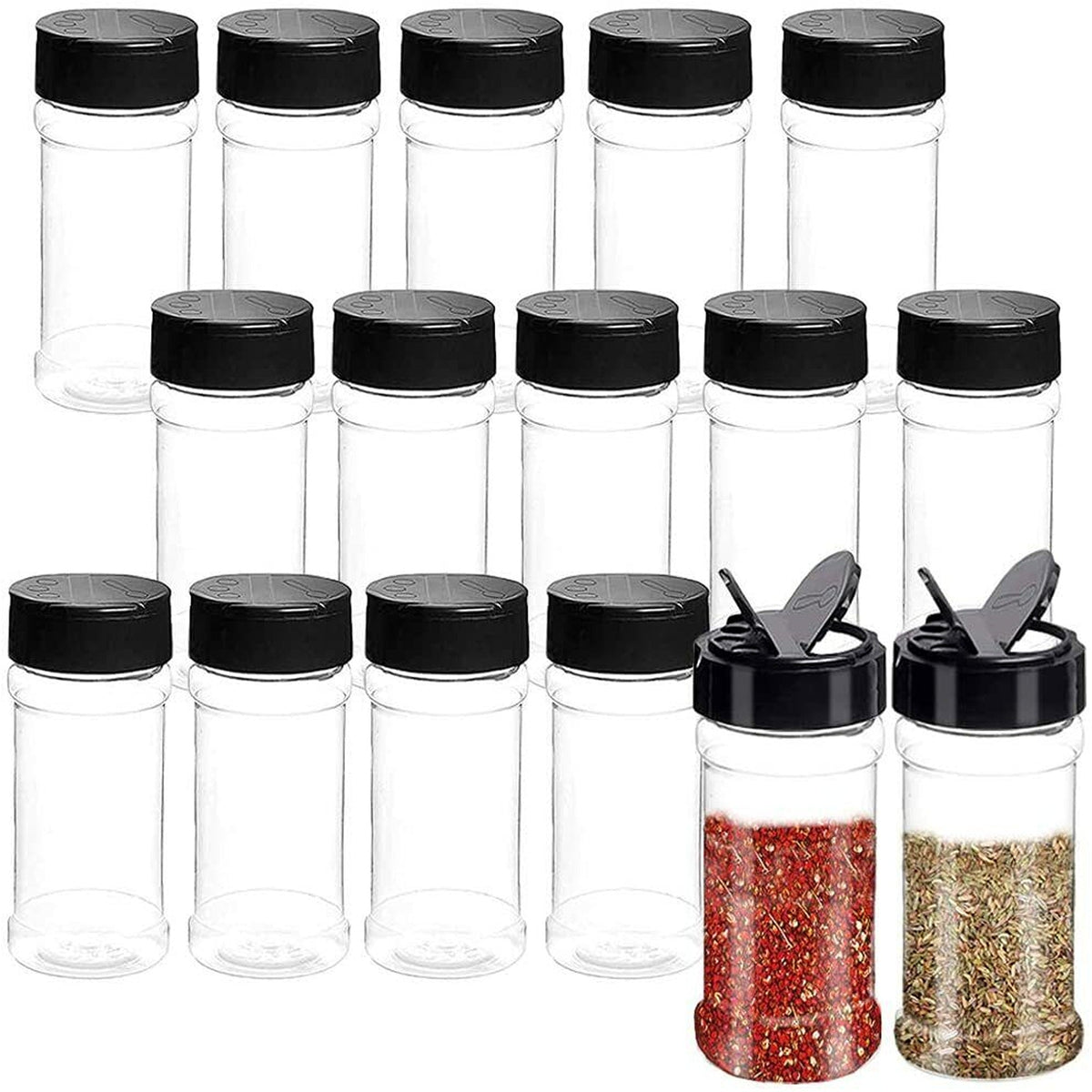 100ML Clear Plastic Spice Bottles Jars Containers