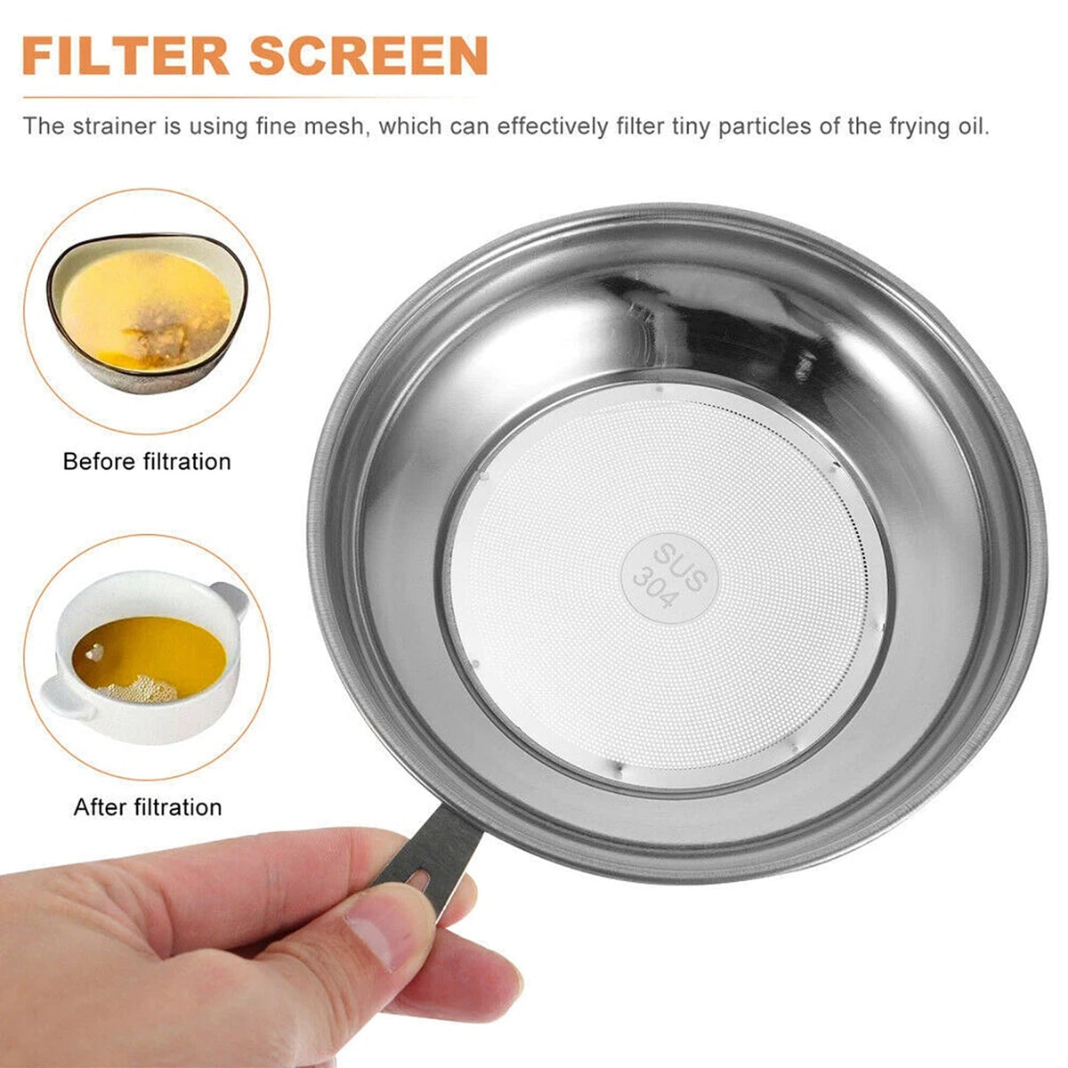 1.8L Stainless Steel Oil Filter Pot with Strainer