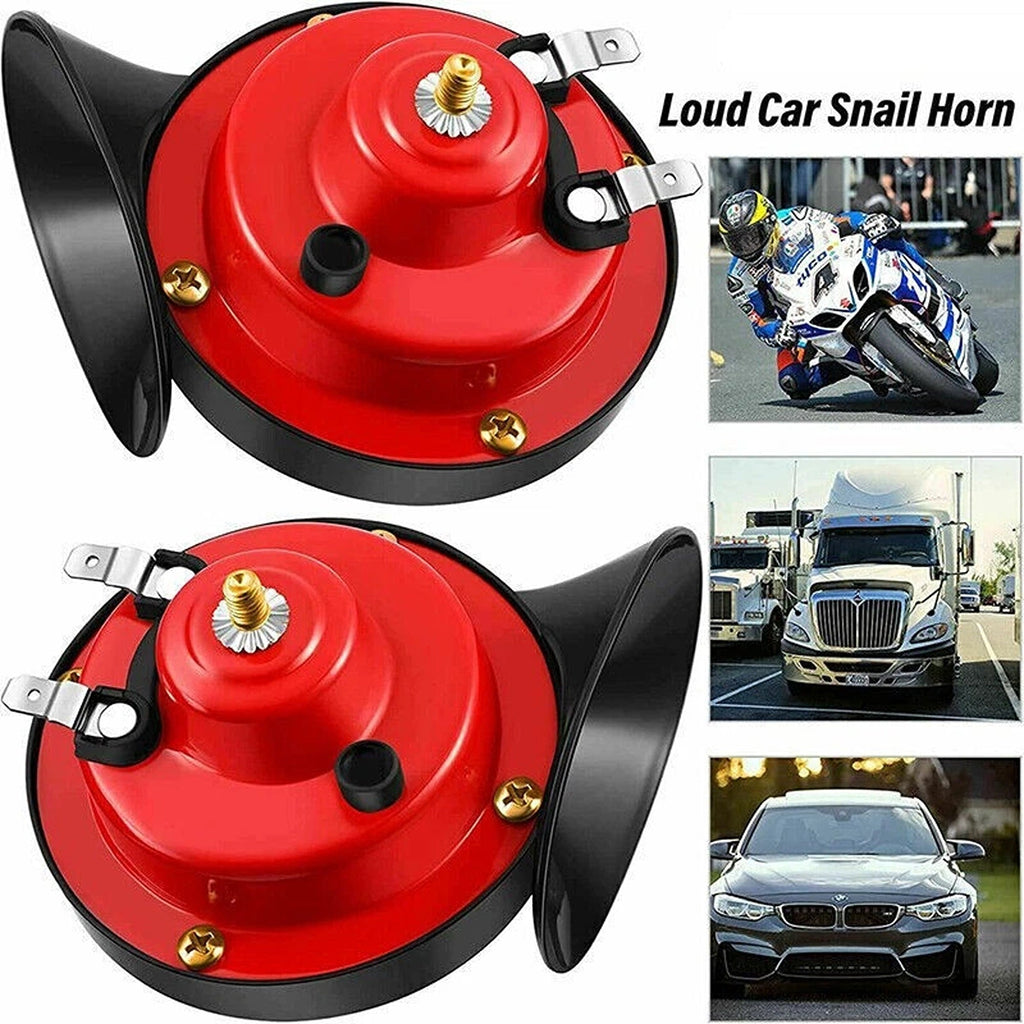 12V Dual Snail Horn Set for Cars and Motorcycles 2 Piece