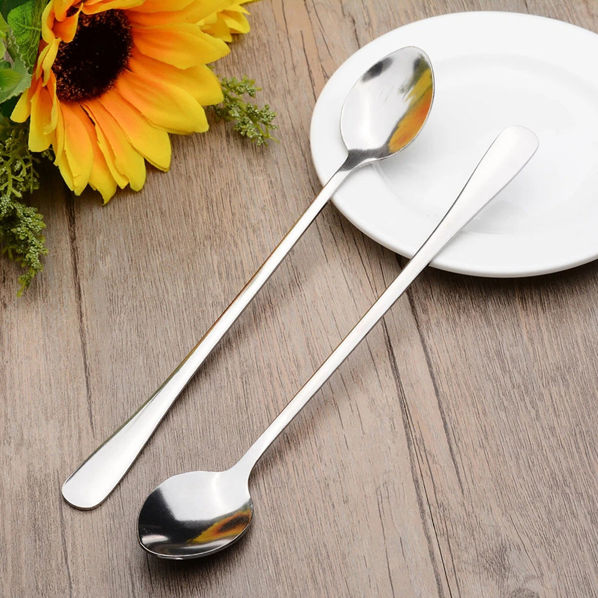 10 Piece Stainless Steel Long Handle Tea and Coffee Spoons