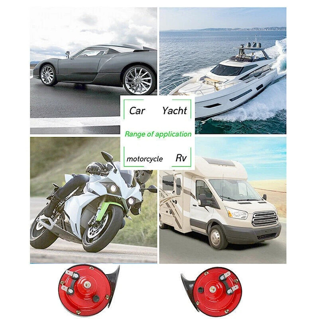 12V Dual Snail Horn Set for Cars and Motorcycles 2 Piece