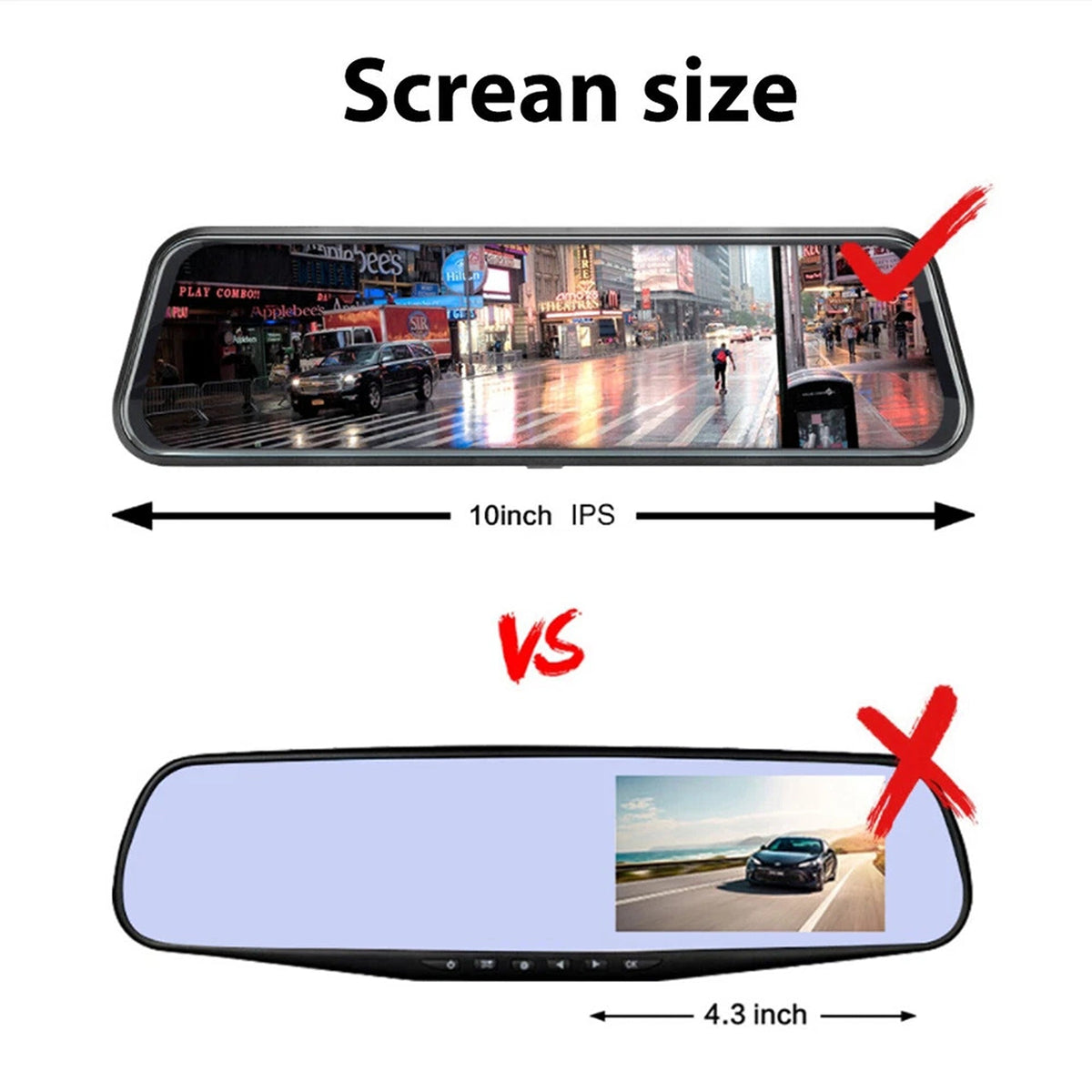 1080P Rear View Mirror Dash Cam with Reversing Camera