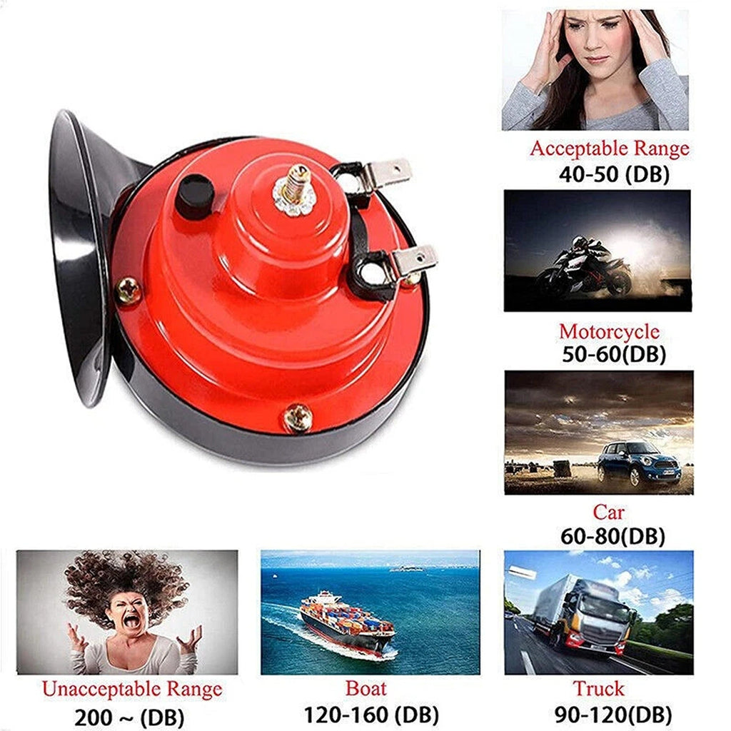 12V Dual Snail Horn Set for Cars and Motorcycles 2 Piece