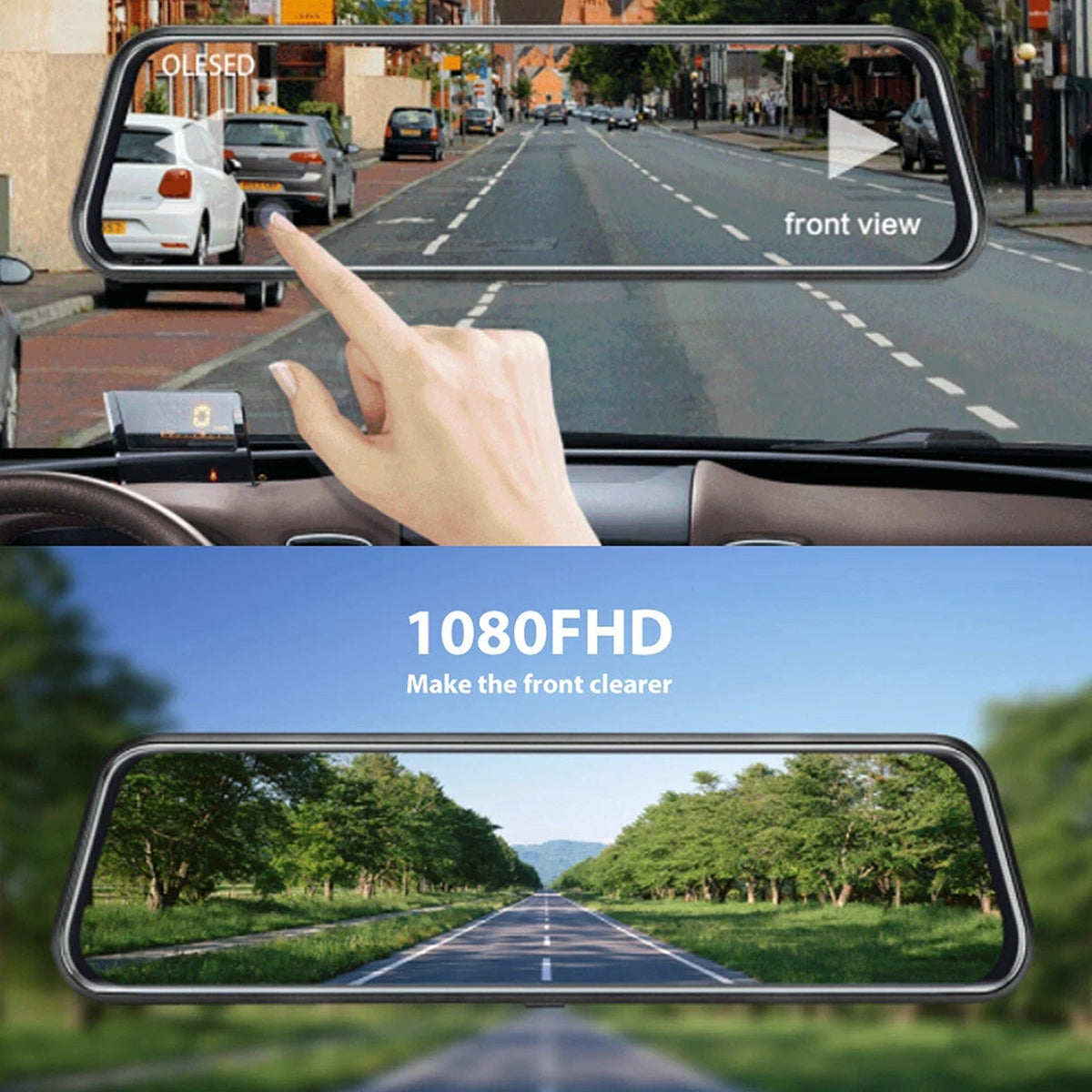 1080P Rear View Mirror Dash Cam with Reversing Camera