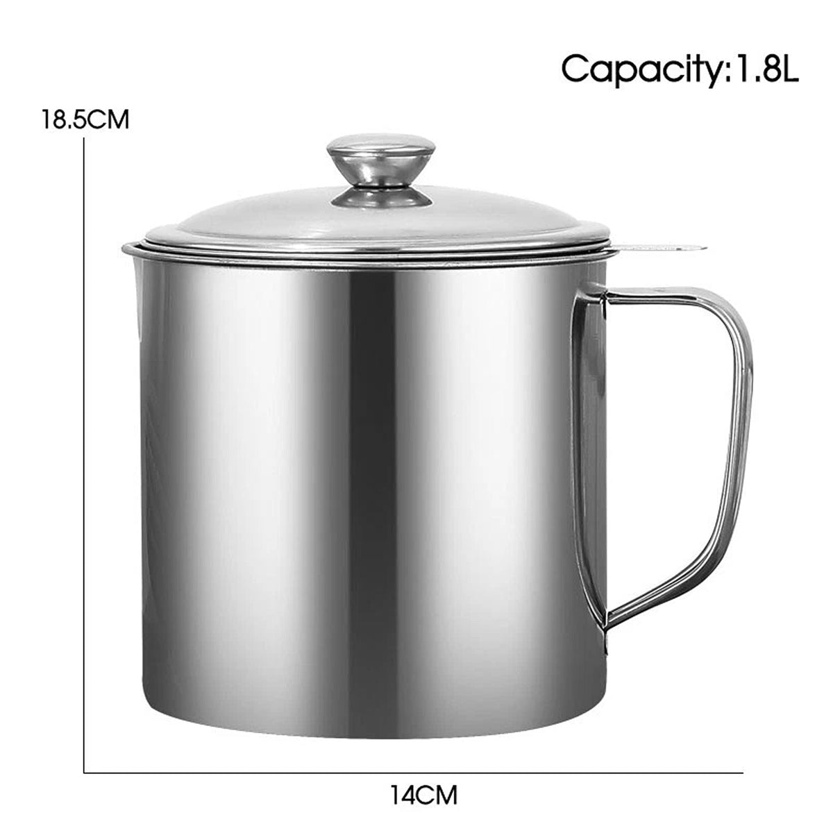 1.8L Stainless Steel Oil Filter Pot with Strainer