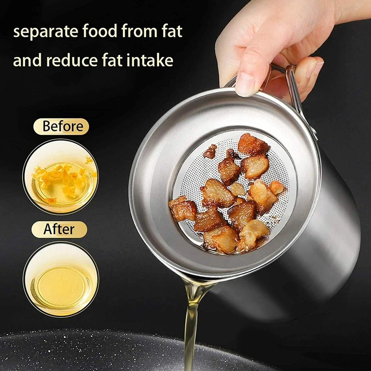 1.8L Stainless Steel Oil Filter Pot with Strainer