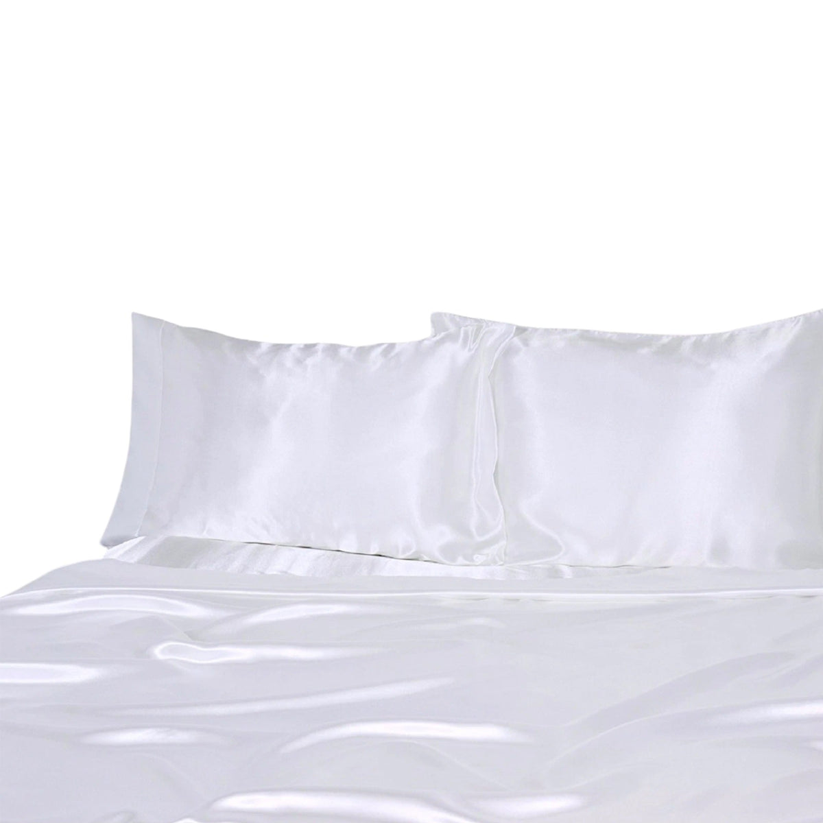 1000TC Silk Satin Sheet Set Fitted Flat Pillowcase KS SIngle Double Queen King - White